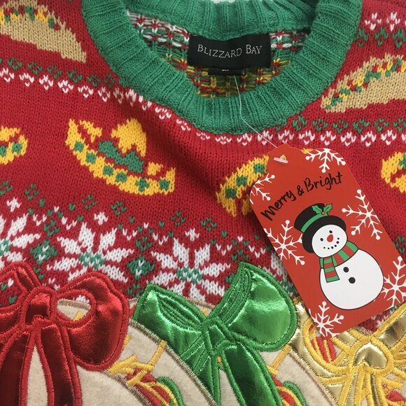 Christmas Sweater Tacos  Unisex Men Women Ugly Mexican Fiesta Size Medium - Picture 8 of 13
